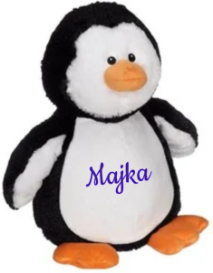 Wyprzedaż miś pingwin maskotka personalizowana haft z imieniem dziecka pluszak prezent