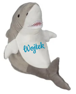 Wyprzedaż miś rekin maskotka personalizowana haft z imieniem dziecka pluszak prezent 